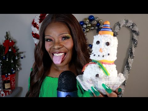 ☃️ SNOWFLAKES SNOWMAN CHOCOLATE CARAMEL MARSHMALLOW APPLE ASMR EATING SOUNDS