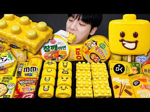 ASMR MUKBANG | 직접 만든 레고 마시멜로우 디저트 먹방 & 레시피! 한국 편의점 간식 먹기 Fire noodles, Korean convenience store