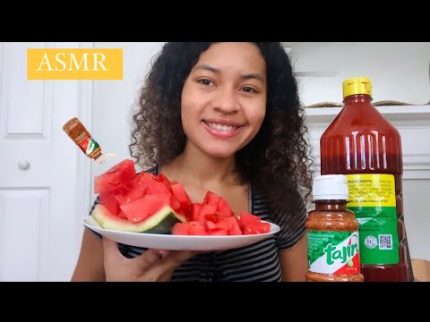 ASMR Español- COMIENDO SANDÍA 🍉 CON CHAMOY Y TAJIN (POR PRIMER VEZ )