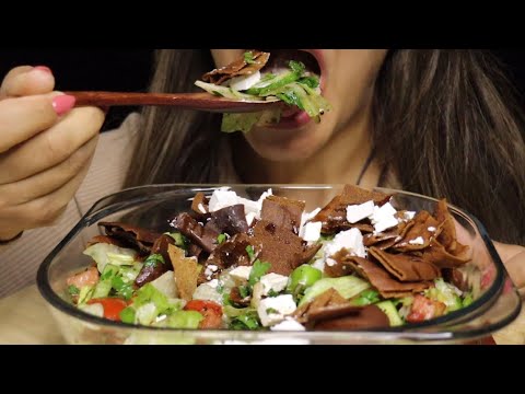 ASMR FATTOUSH SALAD FRIED BREAD REALLY CRUNCHY \ RECIPE / MUKBANG NO TALKING CREMA #asmr #mukbang