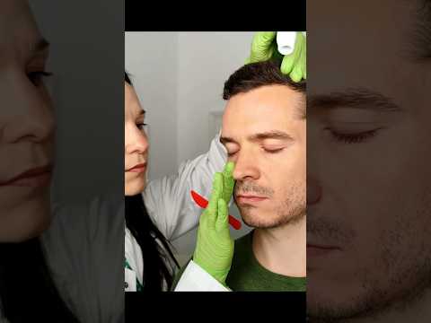 Checking pores on the face