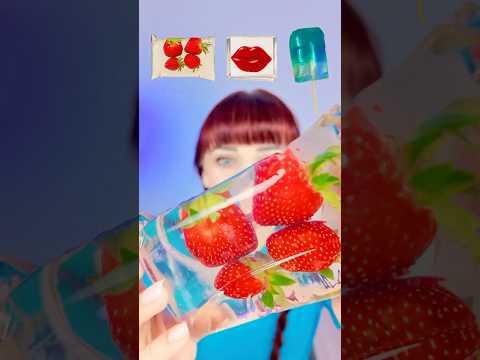 ASMR Clear Jelly Candy, Wax Lips, Lollipop #shorts
