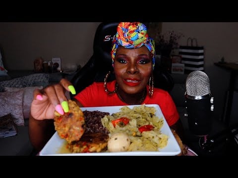 Cabbage Salmon Dinner ASMR Eating Sounds