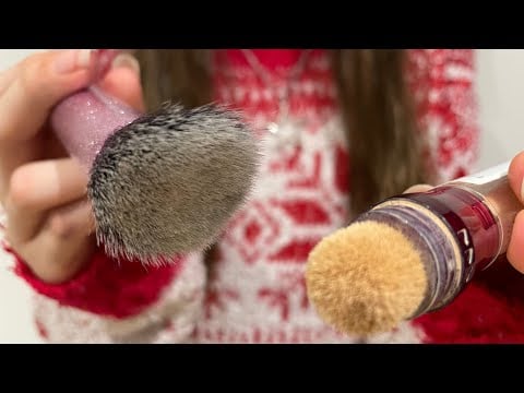 ASMR Doing your Xmas Hair + makeup | Hair brushing | Actual camera touching | Lo-fi | No tapping