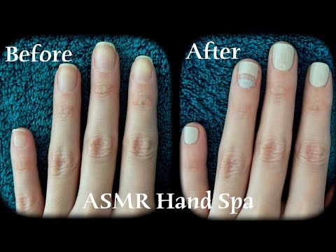 ASMR 🌙 Spa treatment for the hands - Hand scrub, nail clipping, filing, painting (no talking)