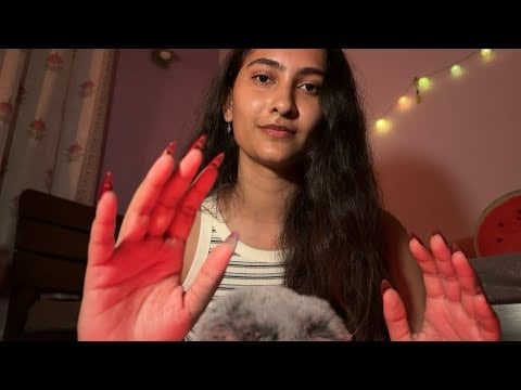 Asmr Hand Movements with Mouth sounds & fluffy mic triggers | Plucking negative energy | Visual asmr