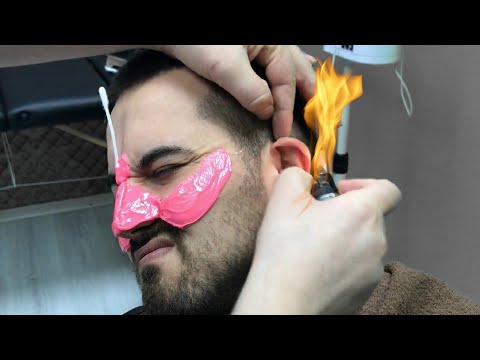 ASMR BARBER AMAZING MASSAGE + EAR BURN + CHEEK WAX+ head, back, arm, neck, foot, face, sleep massage