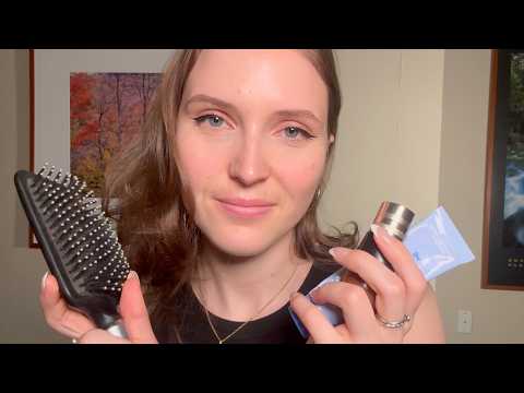 ASMR Getting You Ready For Bed 💤 (hair brushing, skincare, overlay sounds)