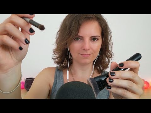 ASMR | Face Brushing & Mic Brushing (Stippling, Mic Blowing)🖌️