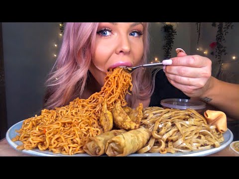 ASMR FIRE NOODLES + BLACKBEAN NOODLES (STEW TYPE) SOFT STICKY CRUNCHY EATING SOUNDS (SPICY MUKBANG)