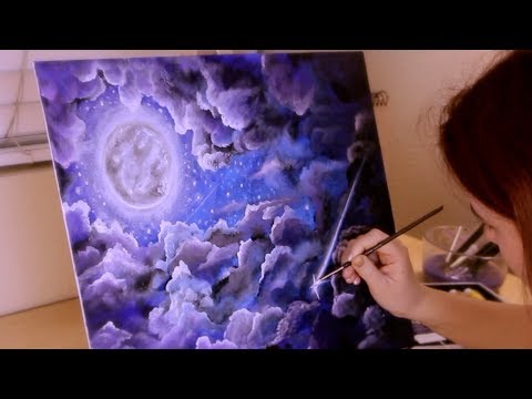 ASMR Painting a Cloudy Indigo Sky