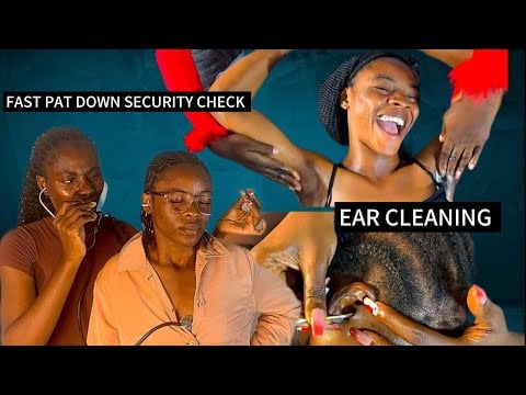 ASMR Fast & Aggressive Security Pat Down Ear Cleaning, Head Oiling Massage & Facials Armpit shaving 