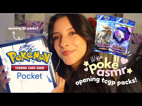 ASMR 🌟 Let's Play Pokémon TCG Pocket 🎮 ✨Opening 30+ **NEW** Celestial Guardians Packs