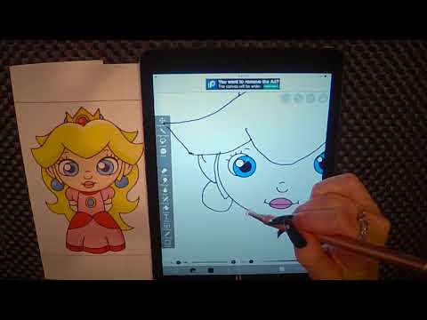 ASMR Gum Chewing Draw with Me On Ipad | Mario Bros' PRINCESS PEACH  | Writing Names