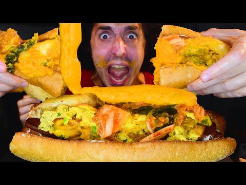 CHEESY SPAM EGG AND KIMCHI HUGE BREAKFAST SANDWICH * ASMR MUKBANG NO TALKING * NOMNOMSAMMIEBOY