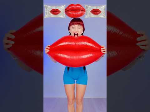 ASMR Real Jelly Wax Lip VS Giant Ai Wax Lips Challenge #asmr #mukbang