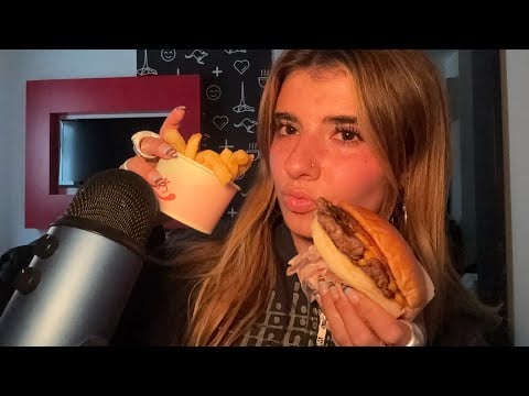 [ASMR] Eating a Burger & Fries 🍔🍟 (close eating sounds) 