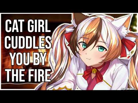 3DIO ASMR | Christmas Cat Cuddles by the Fire 🐈🎁 | Sleep Aid | Extended Fire Crackling & Purring
