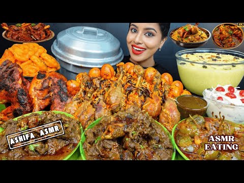 ASMR Eating Spicy Handi Chicken Biryani,Mutton Bhuna,Egg Curry Masala Big Bites ASMR Eating Mukbang