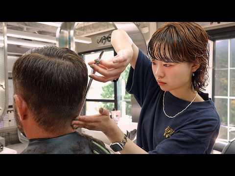 ASMR💈 笑顔が素敵な理容師の真剣施術（カット・マッサージ・スタイリング・シェーブ）