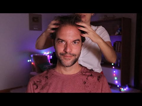 ASMR: CORTANDO CABELO, BARBA E SOBRANCELHA (REAL)