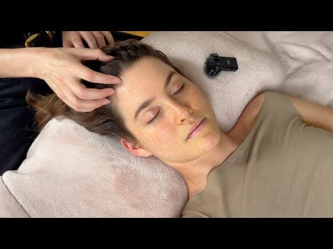 ASMR hair play, facial massage and scalp tingles for relaxation💕(soft whispered, real person)