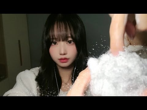잠이 솔솔 오는 포근한 구름 ASMR☁ | 마른 솜 소리 + 거품 사운드 (중간 광고❌)