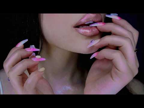 ASMR Gentle Mouth Sound👄Soft Whispering "SCRATCH"  With Long Nail For sleep
