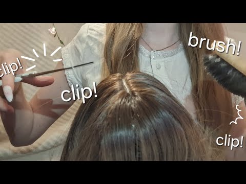 ASMR | Cutting your hair! brushing, spraying, aggressive scissor sounds! Layered sounds.