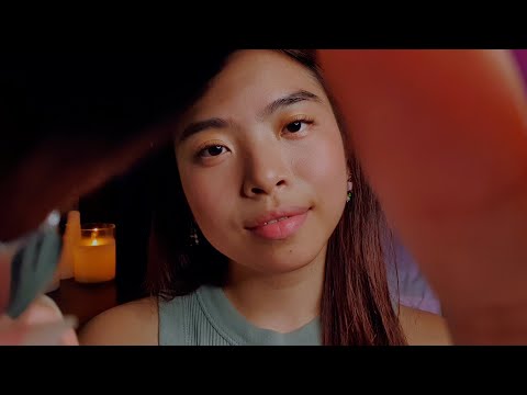 ASMR Sweeping Your Sleepy Eyes Close 🍃 SLOW Fluffy Face Brushing & Face Touching (Layered Sounds)