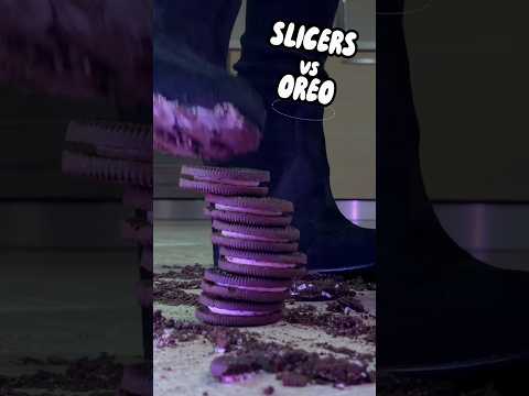 Knee High Suede Boots vs. Oreo! Oddly Satisfying Food Crushing! ASMR