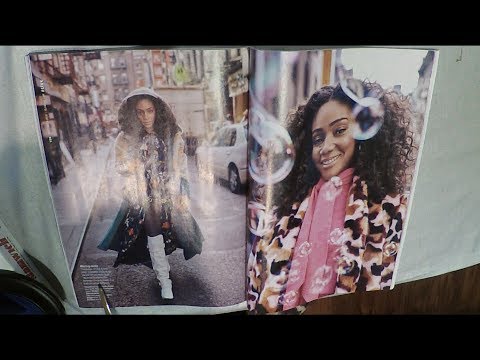 ASMR Tiffany Haddish Magazine Flip Through with Gum, Whisper & Brush.