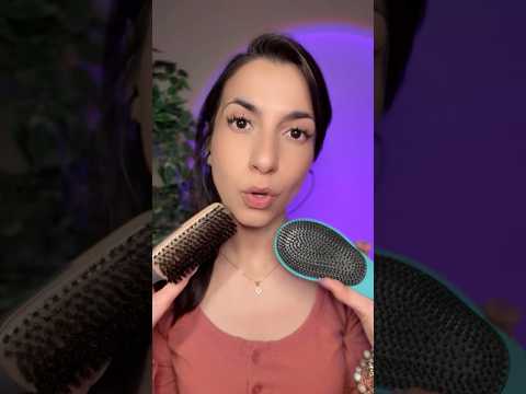 Hair Brushing ASMR. brown or blue? 🤎🩵 #asmr #tingles