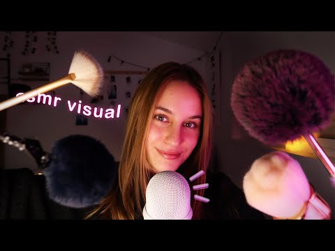 Te Acaricio la cara con Brochas y Mouth Sounds (asmr visual para dormir bien profundo) ♡