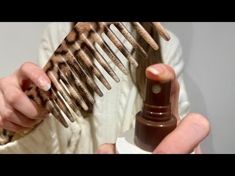 ASMR Putting your hair up | Hair brushing | Spray sounds | Camera combing | Lo-fi | No talking