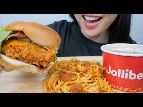 JOLLIBEE ALOHA CHICKEN BURGER (ASMR EATING SOUNDS) NO TALKING | SAS-ASMR
