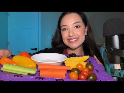 ASMR | Fruit and veggie tray 🍇🥭🥕🫑🌶️
