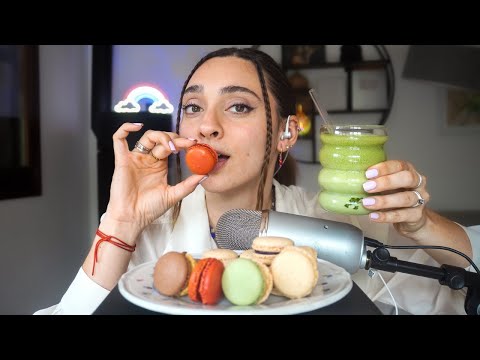 ASMR Mangio Macarons e Matcha latte 🤍🌱