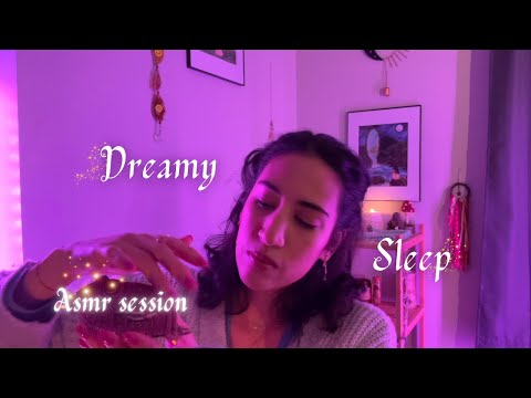ASMR reiki aura brushing for calming sleep🌕 dried lavender| crystals