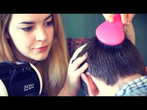 ASMR Men's Relaxing Scalp Massage and Hair Brushing [Binaural]