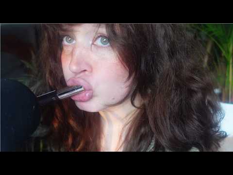 mascara tube nibbling and chatting ASMR (mouth sounds and clicky whispers)