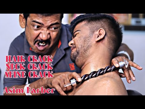 ASIM Barber Hair Crack  Neck Crack  Spine Crack Head & Body Massage With Magical Wand | ASIM ASMR