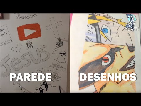 ASMR Mostrando minha parede e meus desenhos para vocês! 🌸