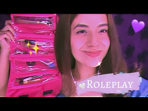 ASMR| ROLEPLAY | Tu amiga te maquilla en el colegió  👛| Andrea ASMR 🦋