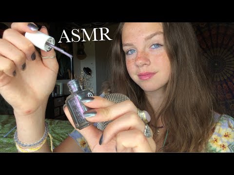 ASMR Painting My Nails (Tapping, Mouth Sounds, Hand Movements)