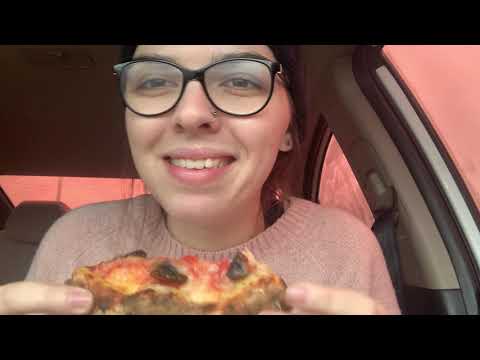 ASMR Mukbang (Mouth Sounds, Finger Fluttering, & Tapping)🍕 ASMR in a 🚗