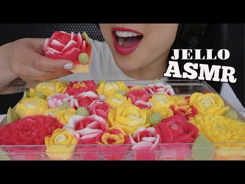 ASMR EDIBLE FLOWER JELLO (SOFT EATING SOUNDS) LIGHT WHISPER | SAS-ASMR