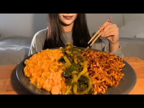 Cream Jjampong 🧀 + Spicy Jjajangmyeon Mukbang ASMR | no talking 