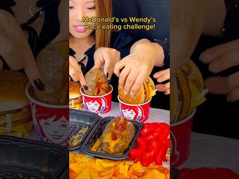 McDonald’s vs Wendy’s race eating challenge! #food #eating #mukbang #mcdonalds