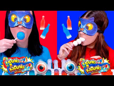 ASMR Candy Race: Green vs Red Sour Candy Eating Sounds 🍬👀 #asmr